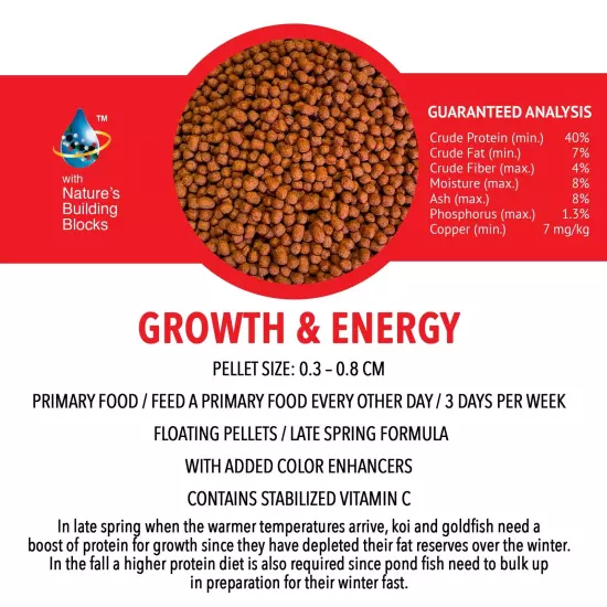 MICROBE-LIFT High Growth and Energy Floating Fish Food Pellets for Ponds, Water