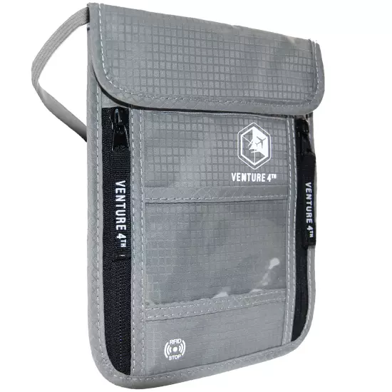 VENTURE 4TH Travel Neck Pouch Neck Wallet with RFID Blocking 5.5" x 8" + Colors