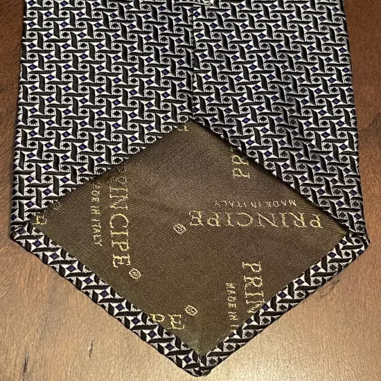 Principe Hand Made Blue Black Men’s Neck Tie Made In Italy