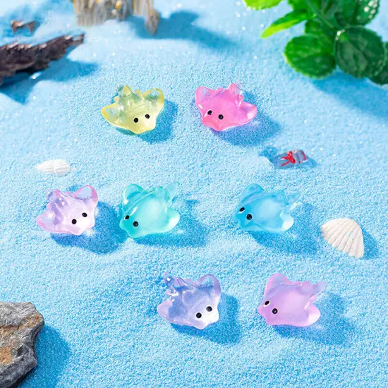 10Pcs Cartoon Mini Cute Manta Ray Mini Ornaments Aquarium Fish Tank Decoratio Sn