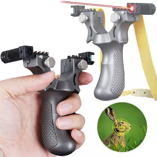 Hunting Professional Catapult Laser Slingshot With Rubber Aim Point Target HOT