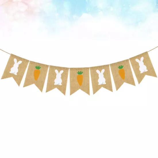 Easter Bunny Carrot Linen Swallowtail Banner for Party