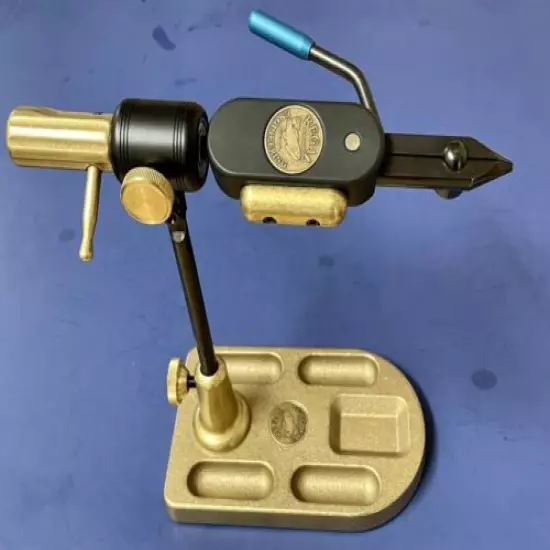 REGAL REVOLUTION FLY TYING VISE. TRADITIONAL JAW, BRONZE POCKET BASE. USA MADE. 