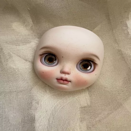 Handmade Blythe Doll Faceplate - White Skin RBL Custom with Full Makeup