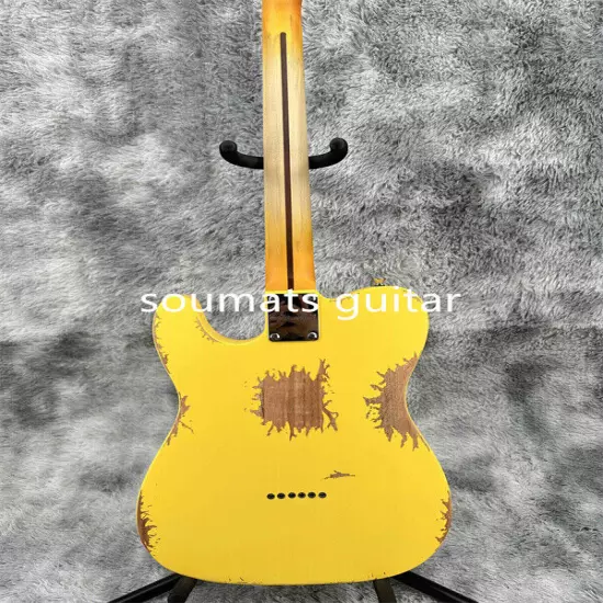 Solid Body Tele Yellow Electric Guitar Maple Fretboard Pickup Chrome Hardware