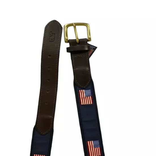 Vineyard Vines Sz 34 American Flags Canvas Club Belt