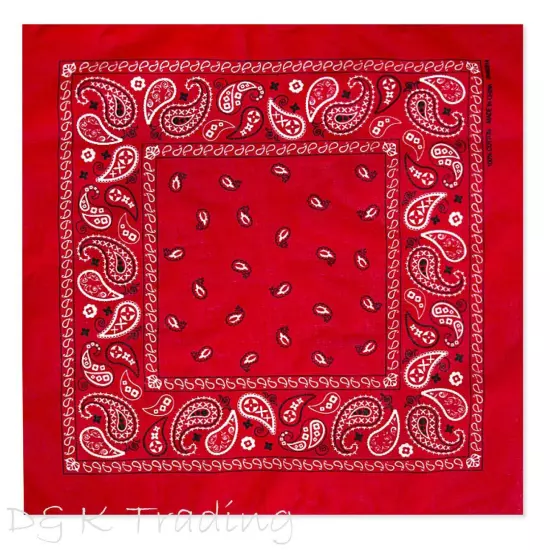 108 Pack Unisex Wholesale Paisley 100% Cotton Double Sided Print Bandanas Bulk