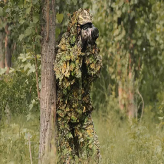 Quiet Realtree Camo 3D Fast Dry Jungle Leaf Ghillie Suit Jacket And Trousers