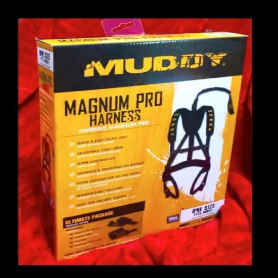 Muddy Outdoors Magnum Pro Padded Adjustable Treestand Harness System, Black- NEW