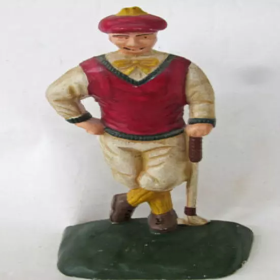 Vintage Cast Iron Victorian Men's Golfer Door Stop & Bookend (1)