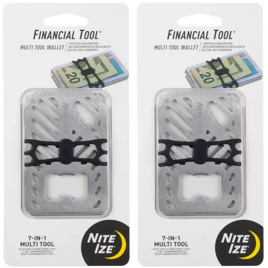 Nite Ize Financial Tool 7-in-1 Multi Tool Wallet - Stainless (2-Pack)