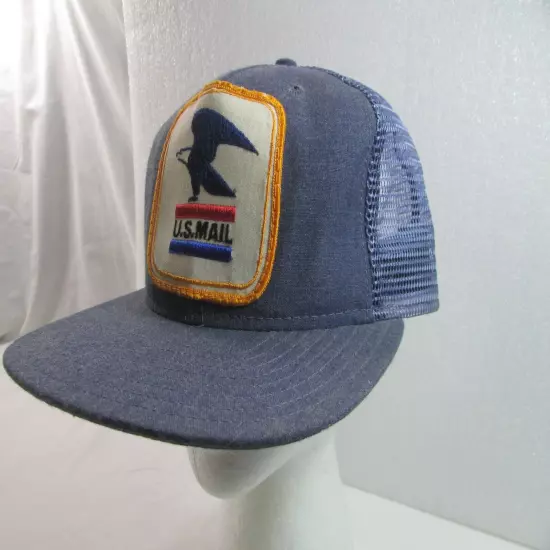 Vintage US Mail Embroidered Patch Snapback Trucker Mesh Hat Made In USA