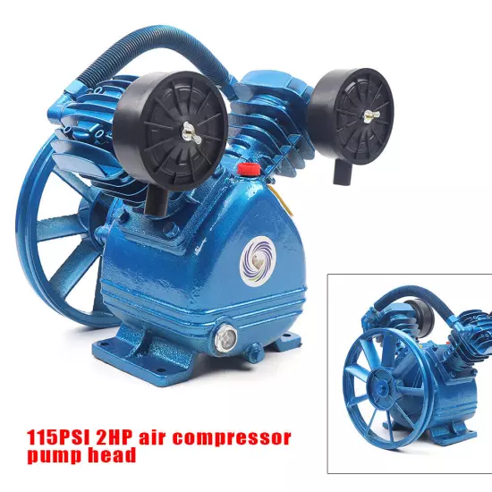 2HP 115 PSI 2Piston V-Style Twin Cylinder Air Compressor Head Pump Single Stage