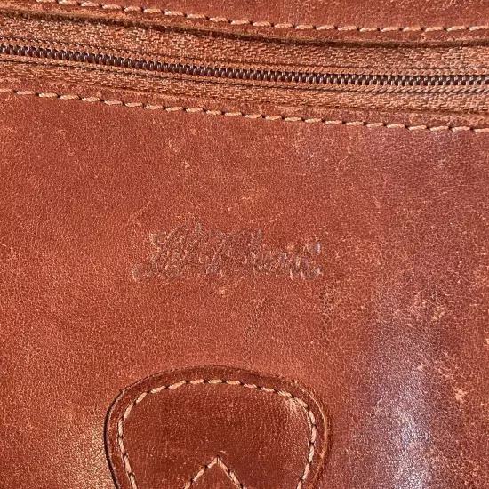 LL Bean Brown Full Grain Soft Brown Leather Large Wallet Documents - FLAW