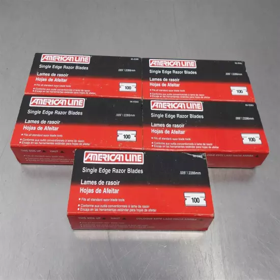 5 NEW! American Line Single Edge Standard Razor Blades .009" 100pk 66-0089