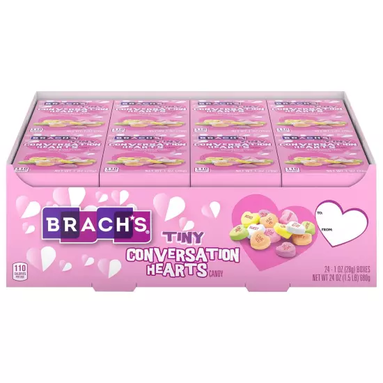 Brachs Valentines Day Conversation Hearts, 1 oz Boxes, 24 Count