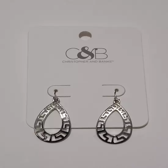 Christopher & Banks Dangle Drop Silverstone Pierced Earrings #A18