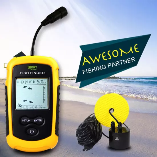 100m 328FT Fish Finder Wired Buoy Sonar Transducer Portable Fish Finder