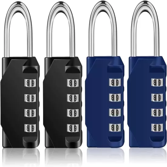 Lock, 4 Four-Digit Combination Padlock Outdoor, School Lock, Gym Lock and Black 