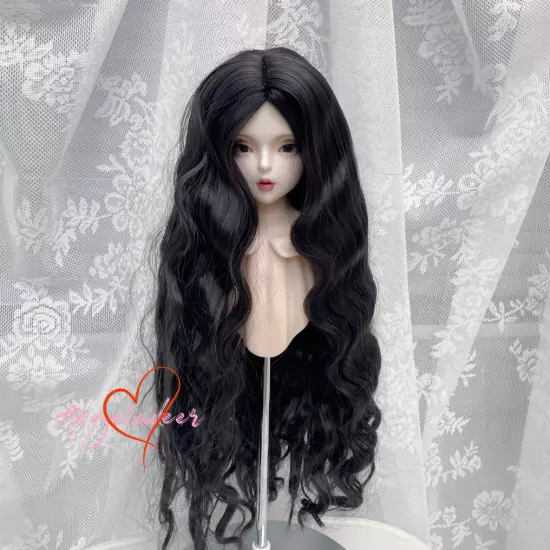 1/6 1/4 1/3 Uncle BJD Long Wig Center Parting Handmade Curly Doll Hair 7 Colors