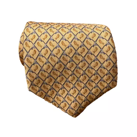 Brooks Brothers Country Club Silk Tie, Yellow & Blue Fish Design