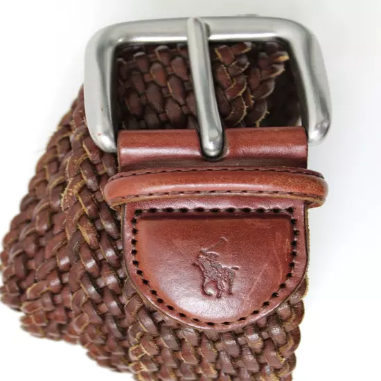 Polo by Ralph Lauren Brown Leather Braided Belt Men's Size 48 / 120