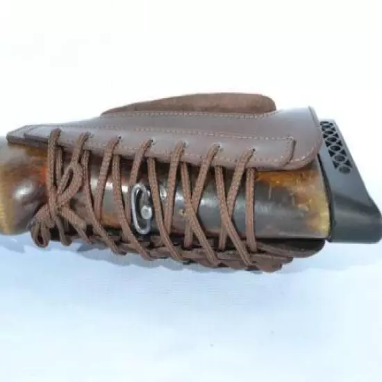 Leather Shotgun Shell Cartridge Buttstock Holder Cheek Rest Cover 20 GA 6 Loops