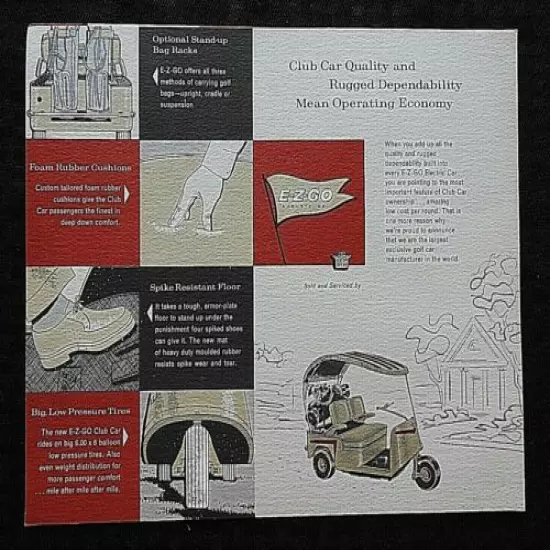 c1955 CLUB CAR E-Z-GO GOLF CART BROCHURE PRE TEXTRON AUGUSTA GA GEORGIA BROCHURE