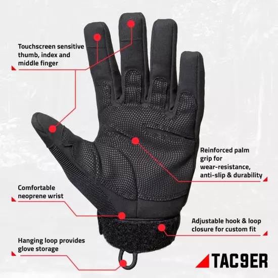 Kevlar Lined Tactical Gloves - Full Hand Protection Black Tactical Gloves, Cut a