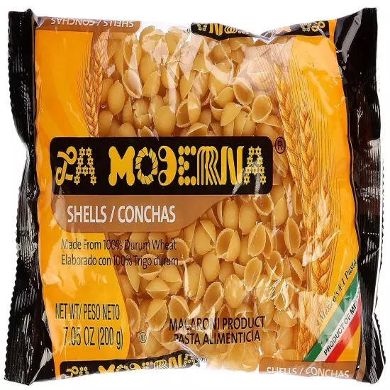 La Moderna Shells Pasta, Noodles, Durum Wheat, Protein, 7 Ounce (Pack of 1) 