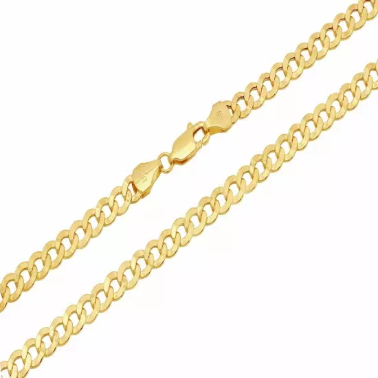 10k Yellow Gold Cuban Curb Link Chain Necklace 2.5mm-4.5mm Size 16"-30" Hollow