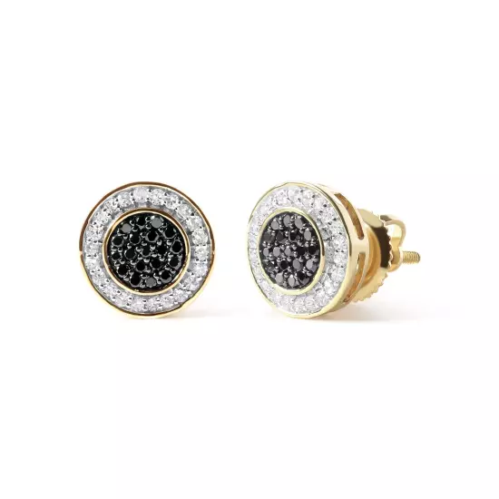 14K Yellow Gold Plated 1/3 Cttw Color Treated Black Diamond Earring