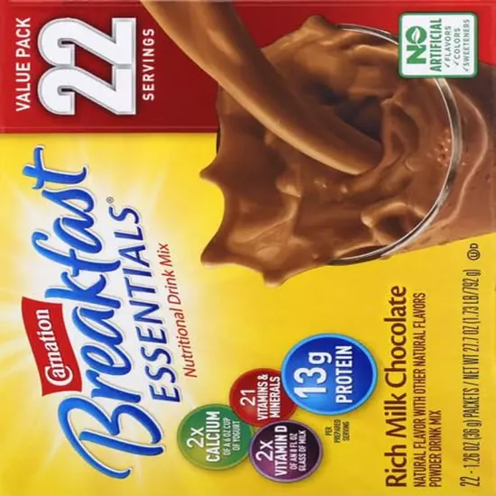 Carnation Breakfast Essentials Powder Drink Mix, Rich Milk Chocolate,1.26 Ounce 