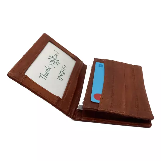 Genuine Eel Skin Leather Business Card ID Wallet Credit Card Case