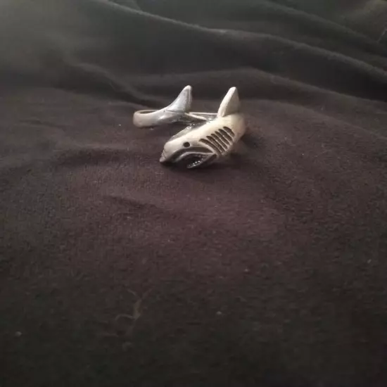 Vintage Sterling Silver Men's Shark Ring