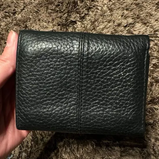 Cole Haan Men's Black 100% Genuine Leather Tri-Fold Wallet