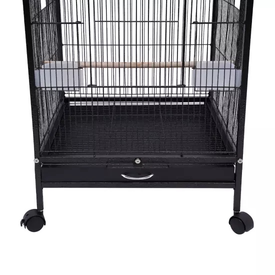 39.9'' Bird Cage Large Play Top Parrot Finch Cage Pet Supply Easy Assemble Black