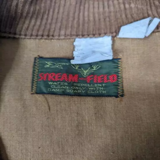 Vintage 70s MEN’S STREAM & FIELD BROWN HUNTING JACKET CANVAS COAT SIZE Large