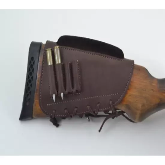 Quality Leather Rifle Cartridge Holder Ammo Butt stock 4 Pockets.Made in Europe