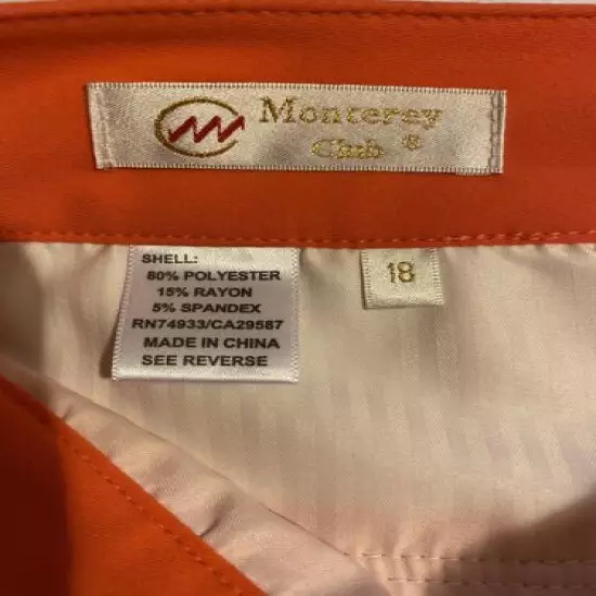 Monterey Club Womens Size 18 Salmon Pink 'Dry Swing Collection' Golf Capris