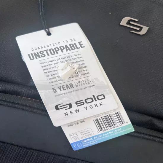 $120 SOLO Black Bacpack Travel Laptop carry on Bag