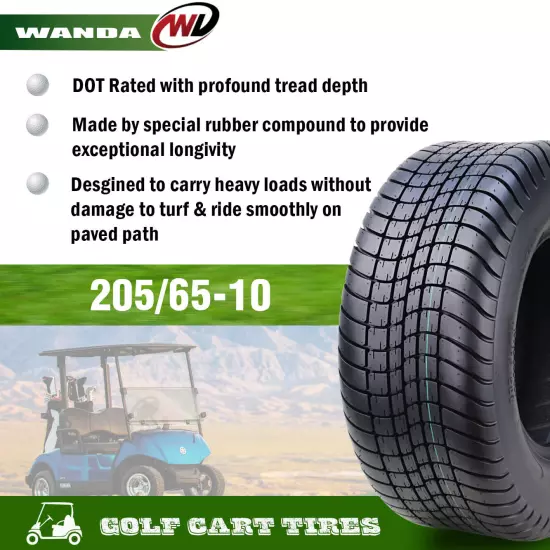 WANDA 205/65-10 Golf Cart ATV Tires 4 Ply 205/65x10 14007