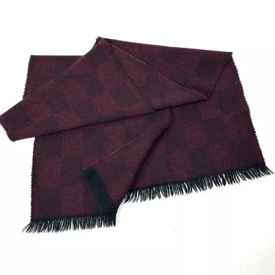 Tweedvale Scotland Worsted Wool Scarf Men’s Black Burgundy