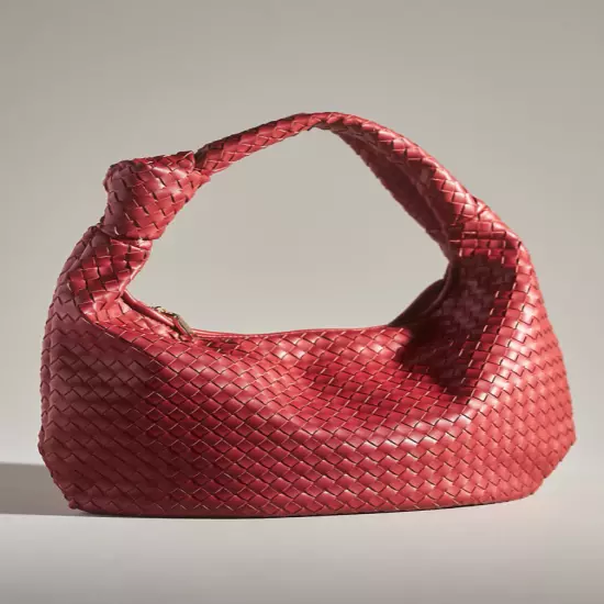 Melie Bianco Brigitte Large Satchel Recycled Vegan Woven Knot Bag Anthropologie!