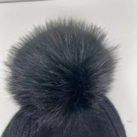 Norla Canada Alpaca Wool Pom Pom Winter Hat Black Knit Beanie