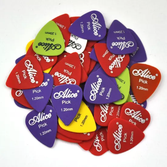 Lots of 100pcs Alice AP-F Matte Nylon Guitar Picks Multi Thickness Mixed Colors