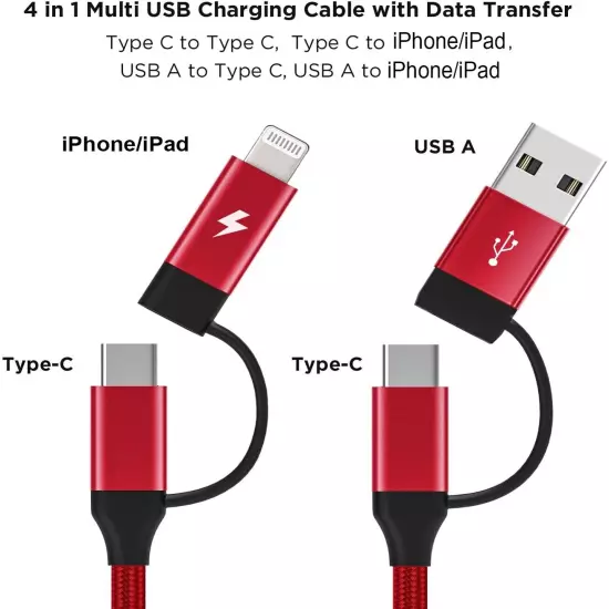 For Samsung Galaxy Z Fold6 - Fast Charger 4-in-1 USB-C Cable Power Cord [Type-C