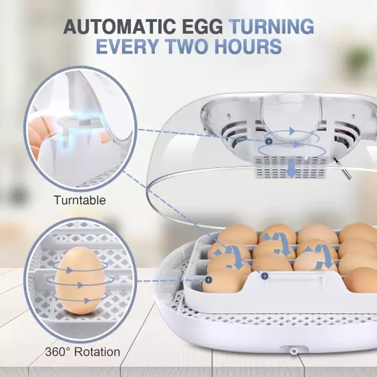 16-35 Eggs Incubator w/Automatic Water Top-up,Auto Turning,Egg Candler 360°View~