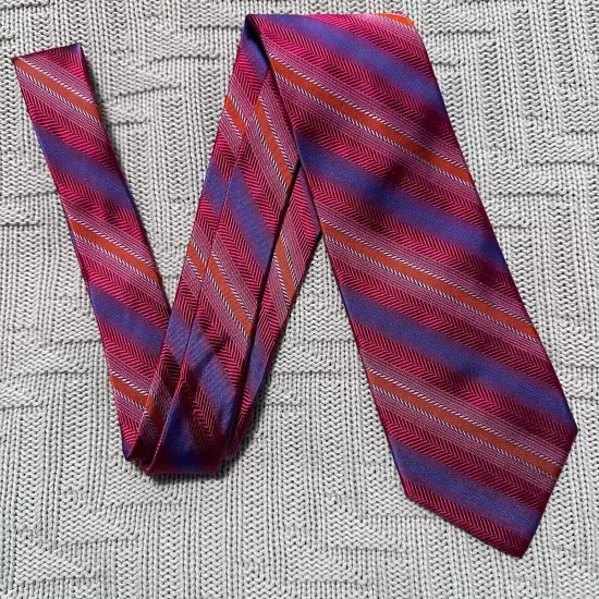 Paul Fredrick pink striped Italian silk tie