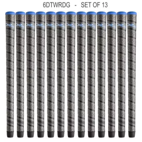 *SET 0F 13** Winn MIDSIZE +1/16th Dri-Tac Wrap Grips Dark Grey 6DTWR-DG 